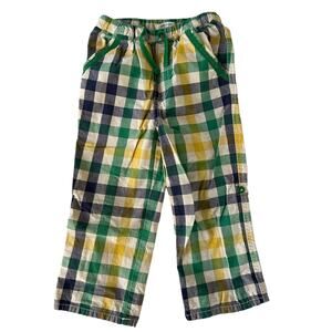 Mini Boden Green Blue Plaid Roll Up Pants 2-3